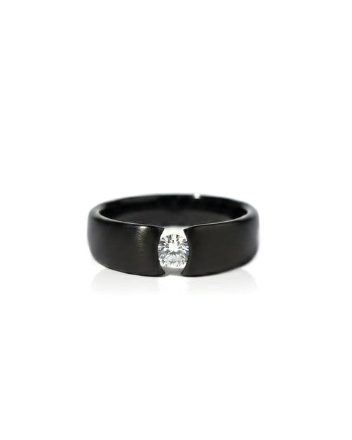 Eclat Ring Black PVD Stainless Steel Zircon Luxury Jewelry For Women

