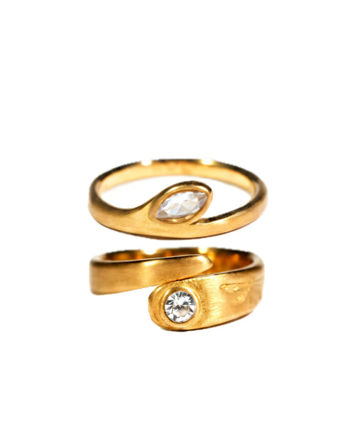 Faith Dawnlight Ring Combo Gold Plated 24K PVD Stainless Steel Luxury Jewelry
