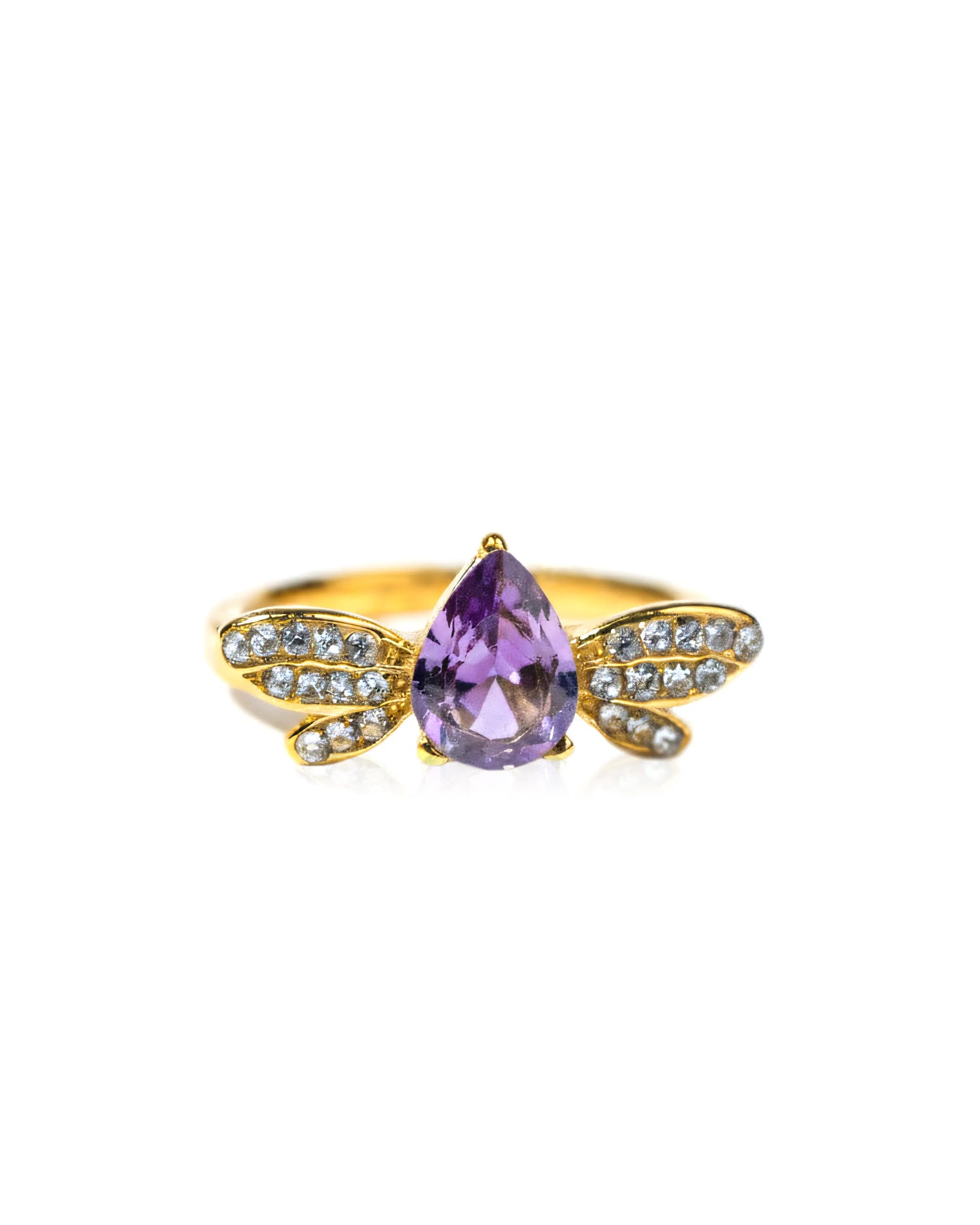Lueur Purple Ring Gold Plated 24K PVD Stainless Steel Zircon Luxury Jewelry For Women
