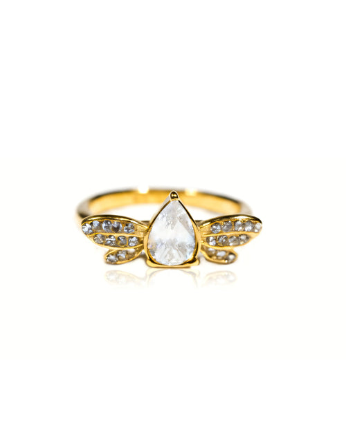 Lueur White Ring Gold Plated 24K PVD Stainless Steel Zircon Luxury Jewelry For Women
