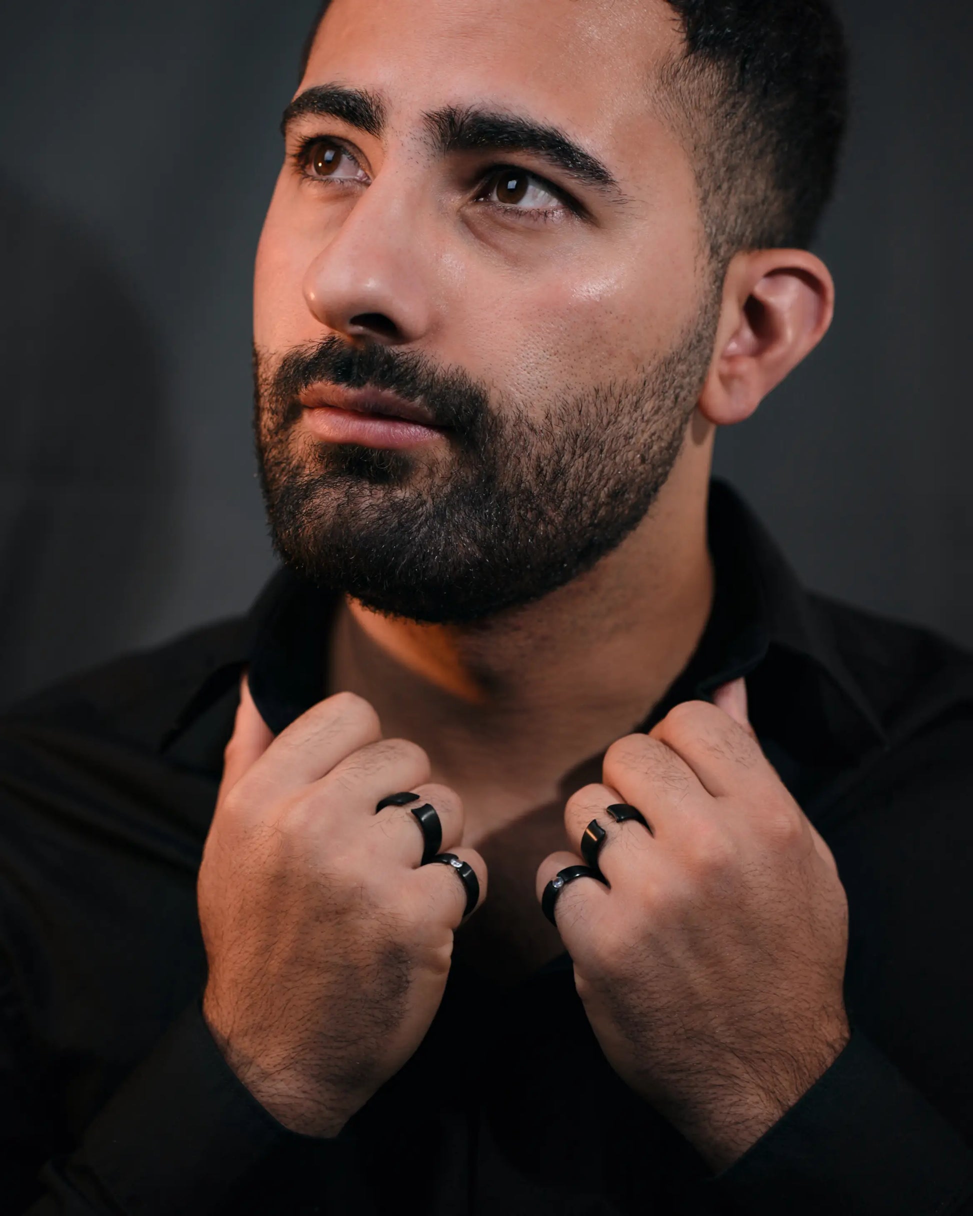 Noir Ring Matte Black Finish Masculine Strength Jewelry
