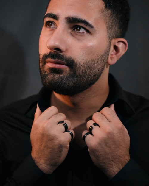 Noir Ring Matte Black Finish Masculine Strength Jewelry
