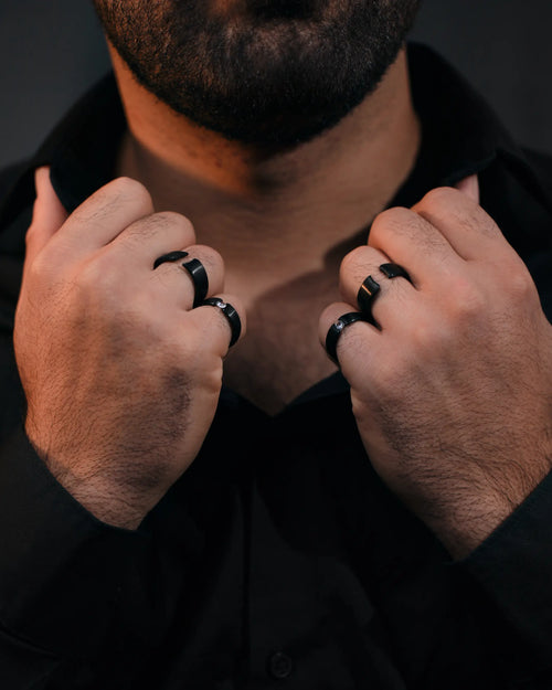 Noir Ring Engraving Detail Jewelry That Represents Strength
