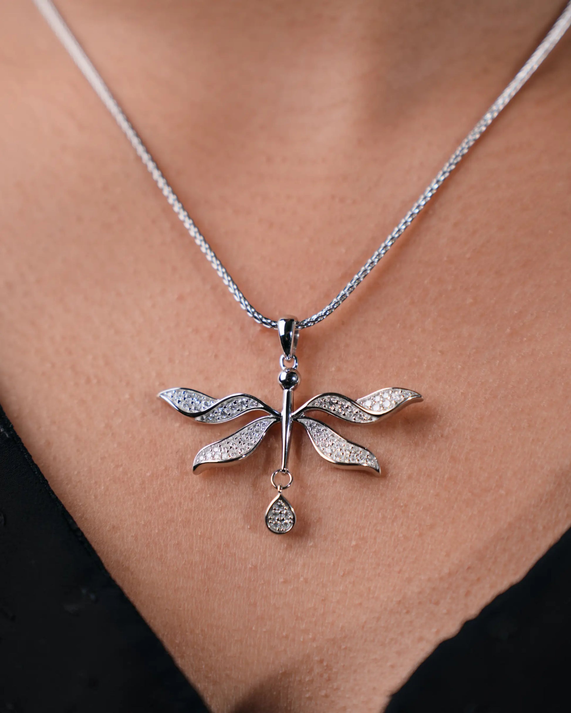 Sylea Dragonfly Pendant Close Detail

